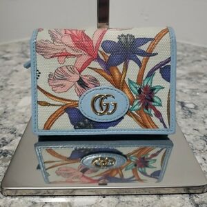 Gucci Floral Wallet in Blue and Multicolor